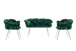 Hanah Home BC-2119 Sofá de Terciopelo y Metal 2 Plazas 135cm | 1 Plaza 75cm Elegante y Duradero